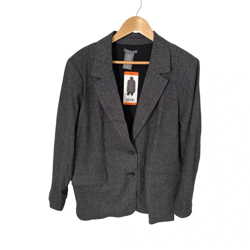Matty M Ladies Classic Charcoal Dark Gray Classic Blazer NWT Size XXL